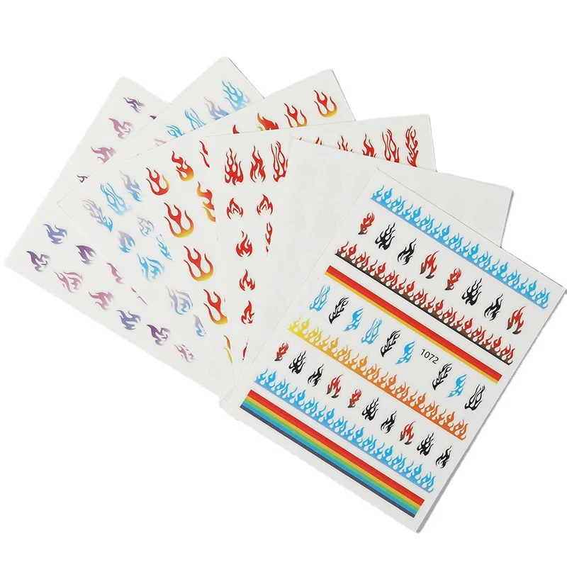 

SAIYII Adhesive 3D Color Flame Sticker Waterproof Net Red Nail Sticker, Mixed color