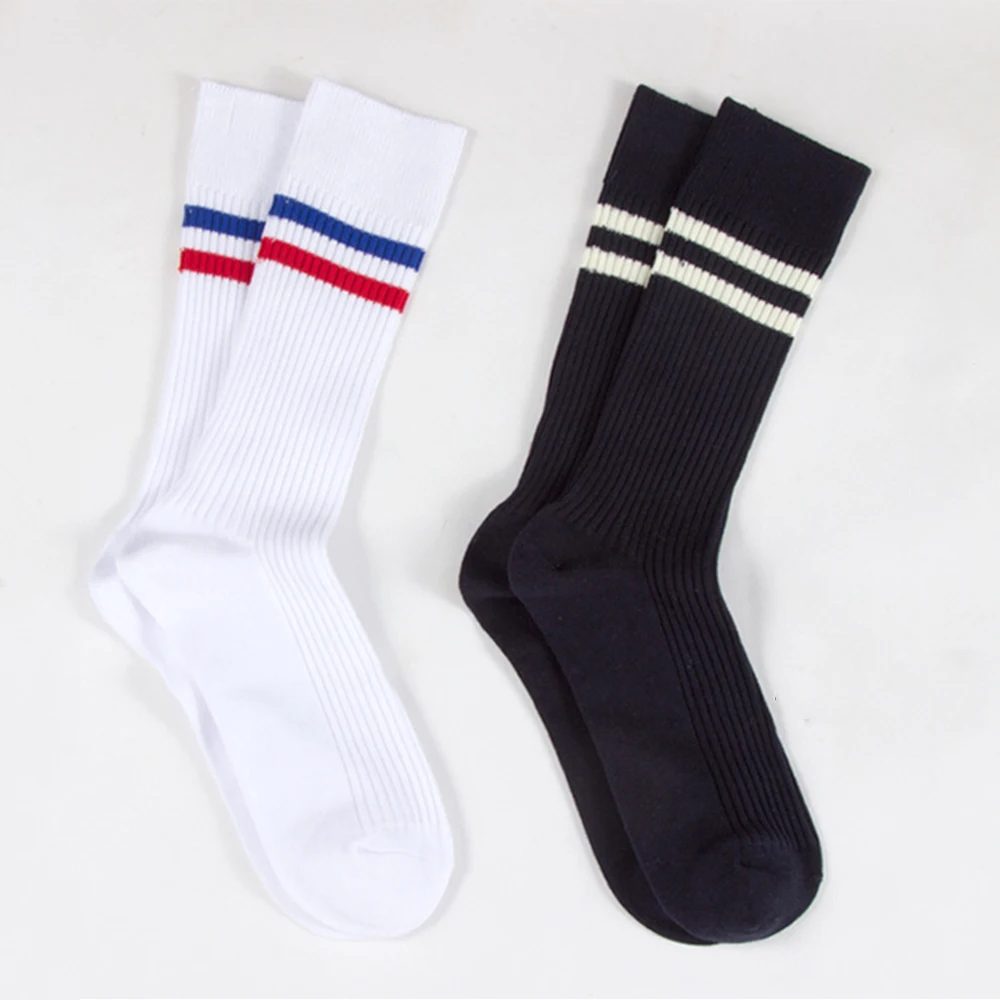 

Wholesale blank white stripe casual sport crew socks for men, All color avaliable