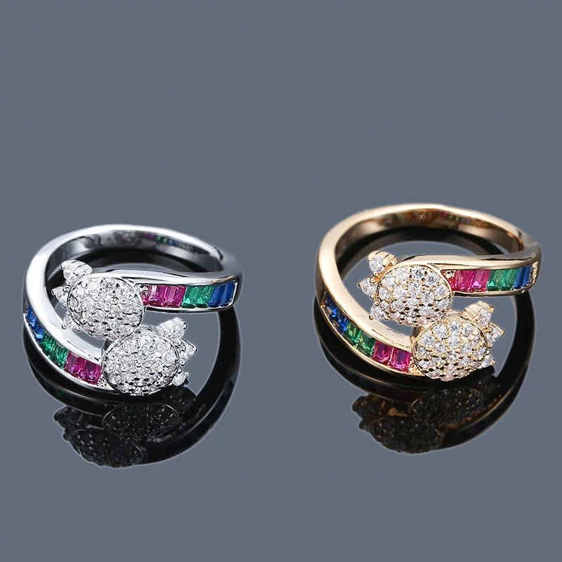 

Fancy Luxury Jewelry Shiny Rainbow CZ Cubic Zirconia Sun Flower Ring Rhinestone Crystal Flower Ring For Party