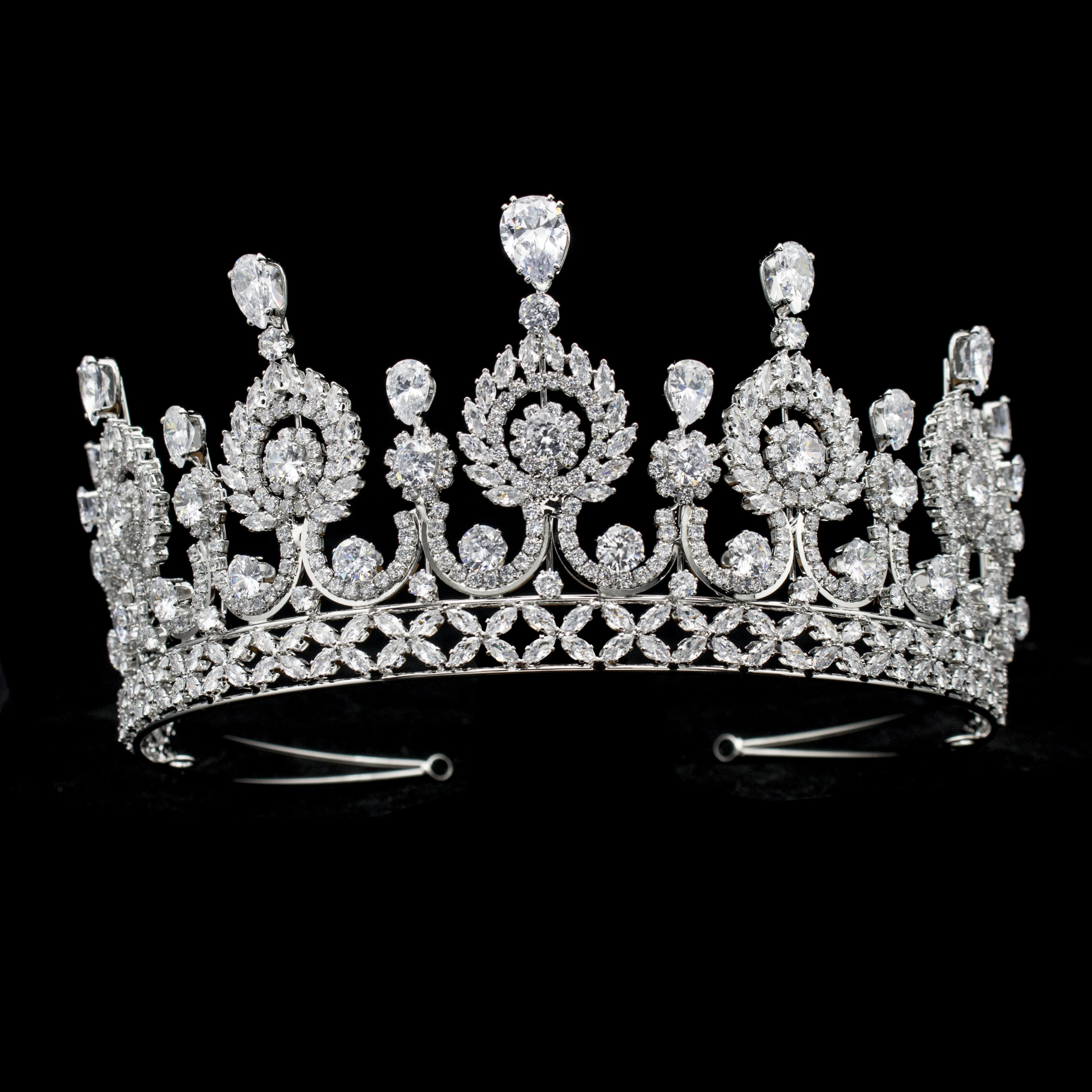 

Vintage Luxury European America Queen Pageant Crown Trendy Bridal tiaras and crowns wedding, Sliver