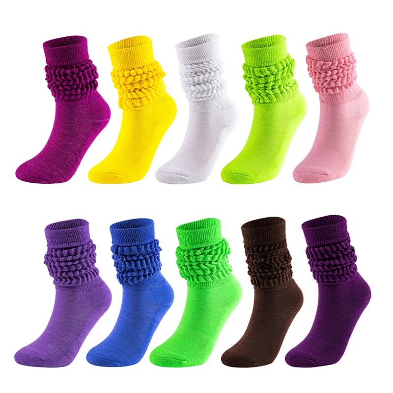 

Colorful Comforable Double Needle Girls Socks Knitting Heavy Fashion Breathable Slouch Socks Crew High Quality For Women, 10 colors
