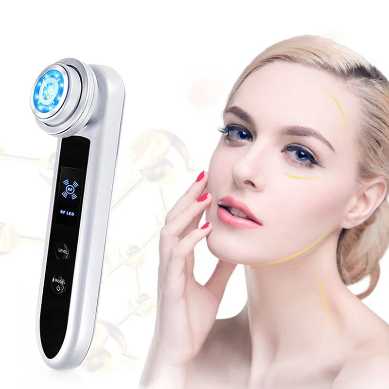 

2022 Trending New Home Use Beauty Equipment Face Neck Lifting Massager RF LED Anti Wrinkle Beauty Device, White+pink