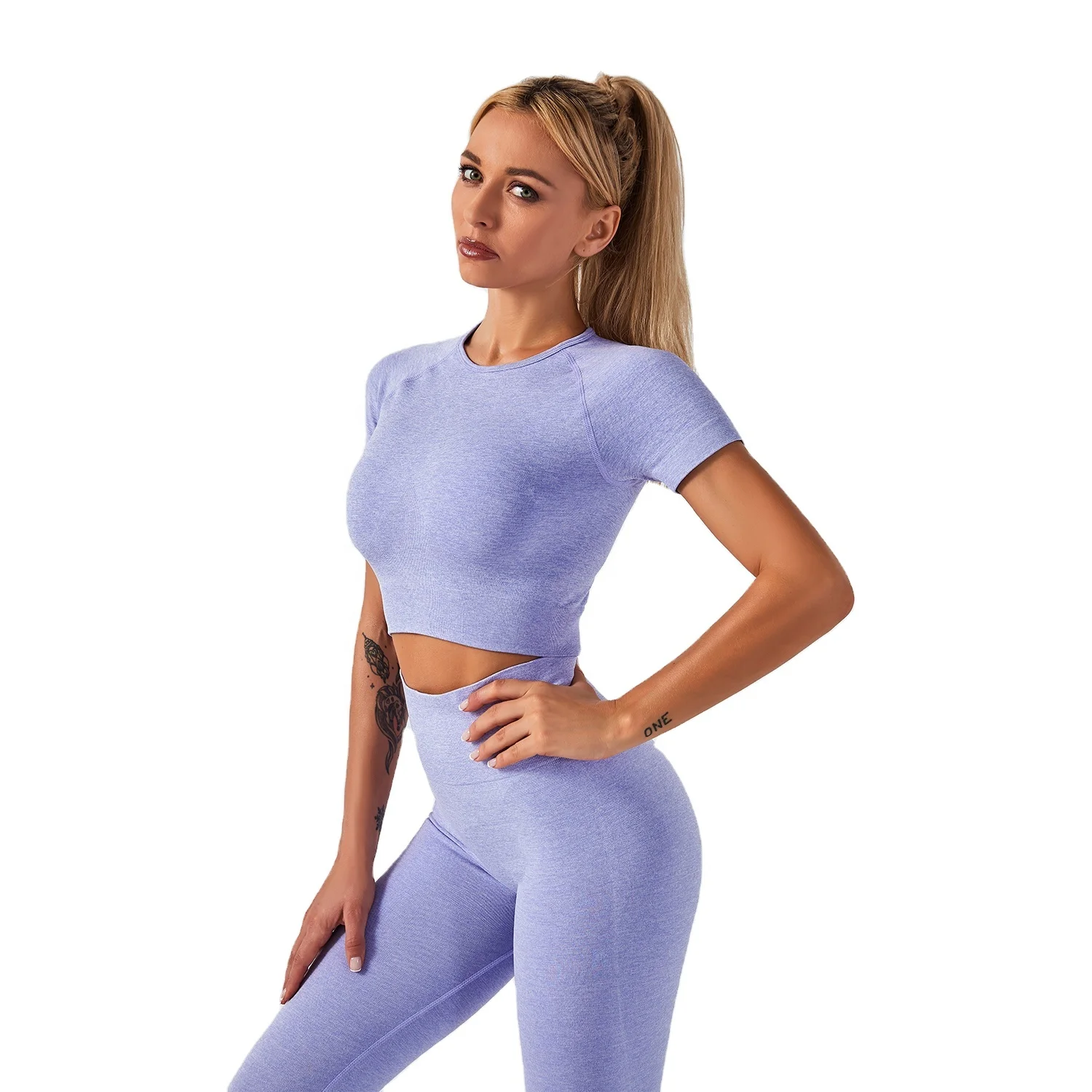 

Women'S Plus Size Nylon Quick-Drying Yoga Set Professional Sexy Sport Running Seamless Fitness Wear set, As pics show