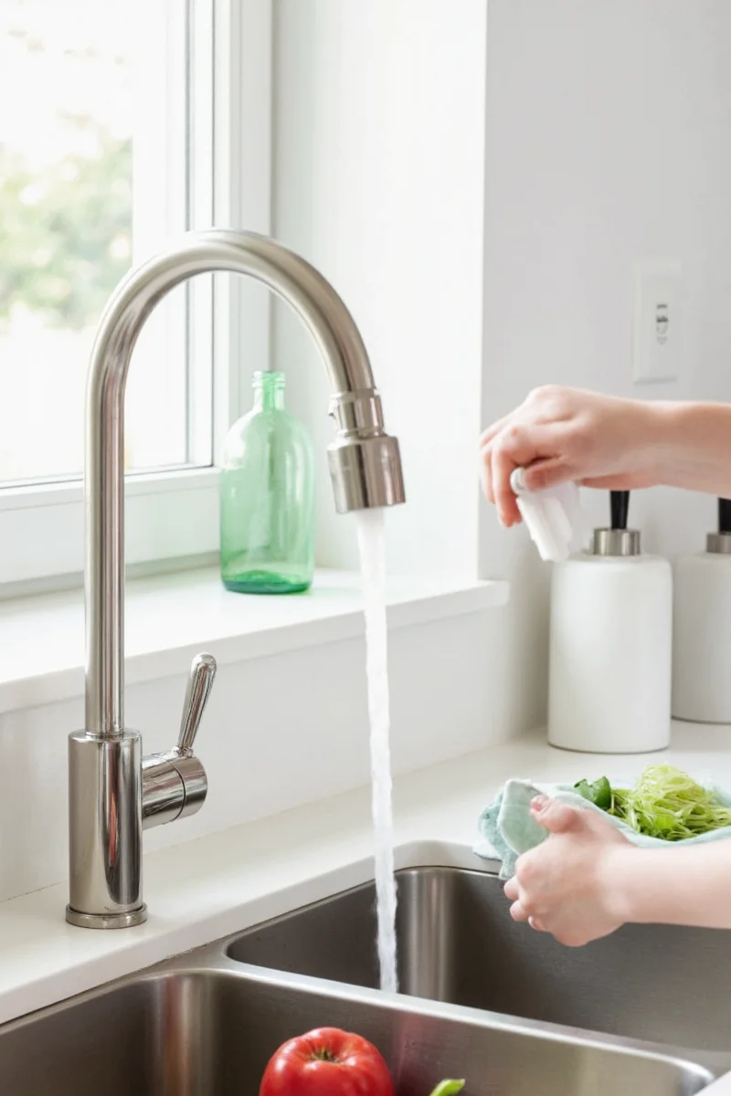 Kids playing near colorful faucet