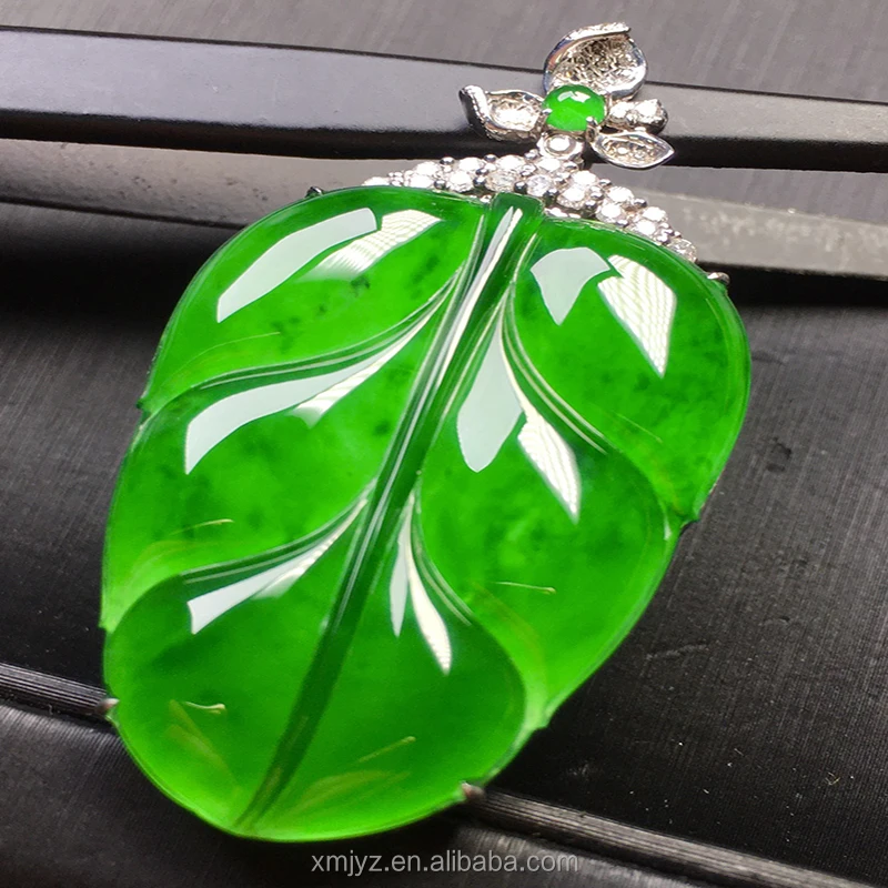 

18K Gold Diamond Pendant A Grade Jadeite Ruyi Guanyin White Gold Green Purple Jade Buddha Pendant Necklace