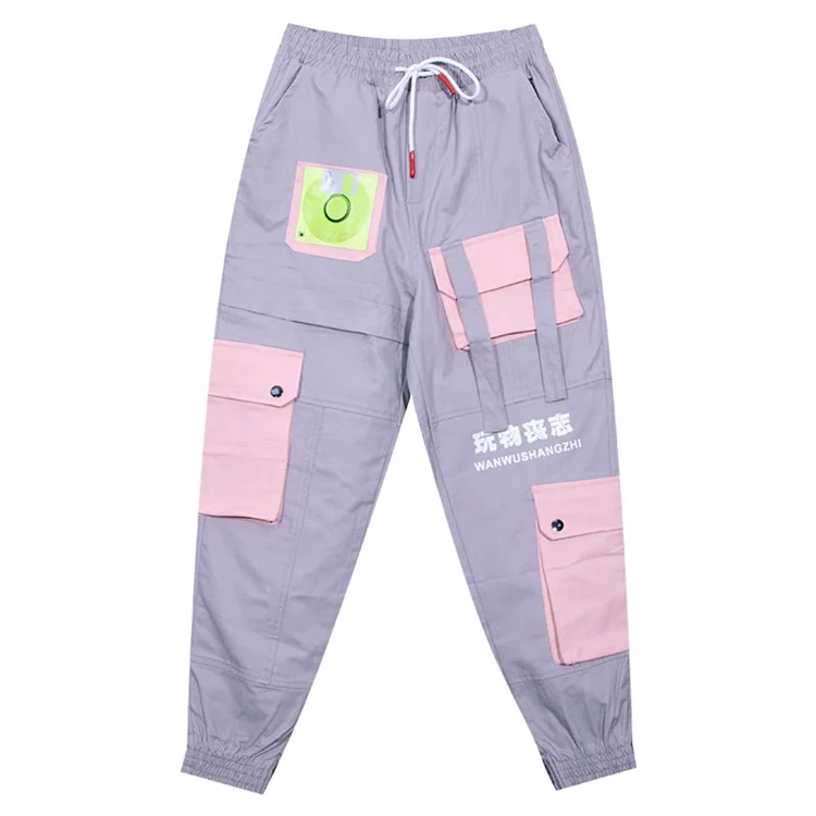 Hip hop drawstring loose fashion wholesale ladies side pocket streetwear women cargo pants