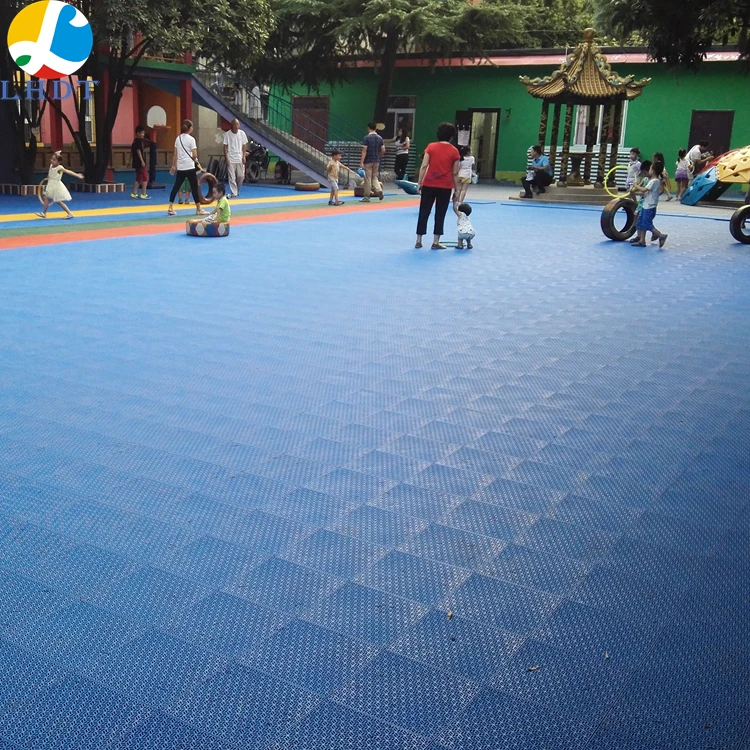 

high quality anti-slip 100% new PP plastic interlocking sports court floor tiles outdoor playground/kindergarten/school floor