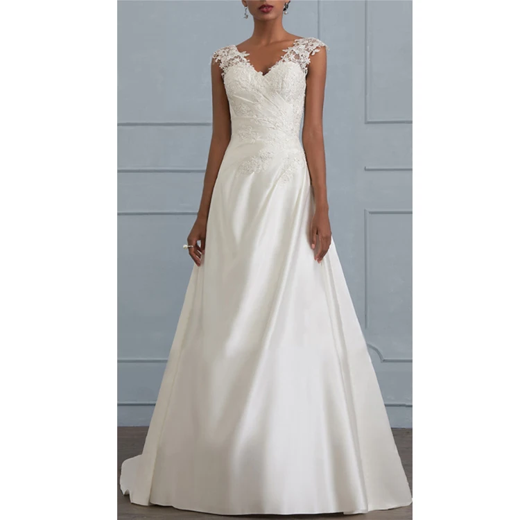 

2021 Low MOQ Deep-V Sexy Rhinestone Long Evening Dress Wedding Gown