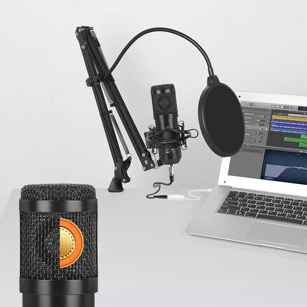 

Wholesale bm 800 Studio Microphone Professional microfone bm800 Condenser Sound Recording Microphone For computer, Black and silver
