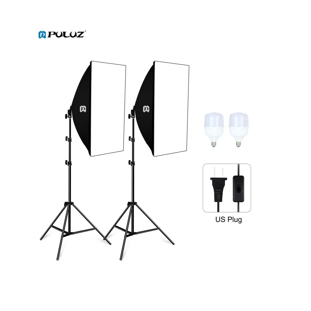 

Newest PULUZ 2 PCS 50x70cm E27 Socket Bulb Photo Studio Photography Softbox Lighting Kit