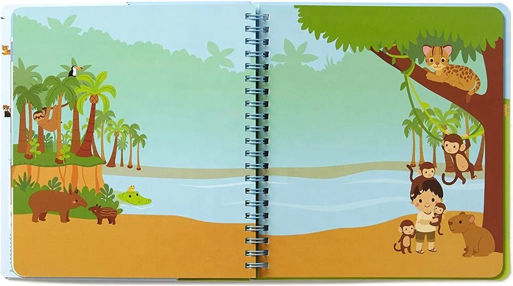 
Custom Spiral Bound Cardboard Kids Printing Children Sticker Book 