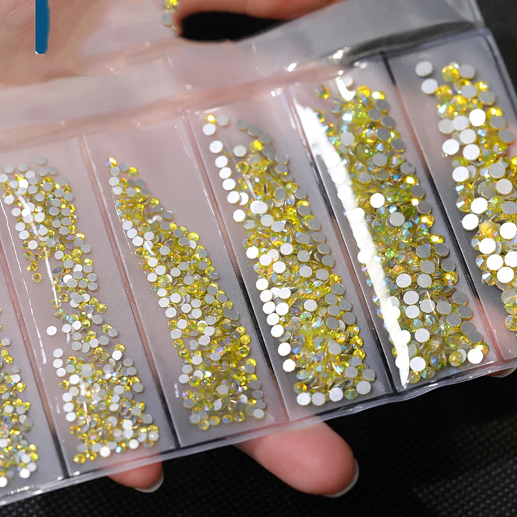 

Hot Selling Wholesale Mixed Sizes 6 Blanks Citrine AB Nail Art Decoration Nail Crystal Rhinestone For Nail Art