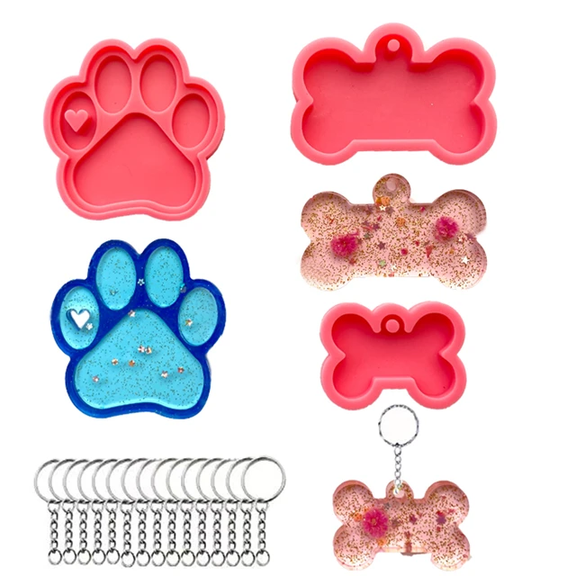 

Y004 DIY handmade dream catcher feather dog tag love dog paw prints set keychain pendant resin silicone molds, Customized color