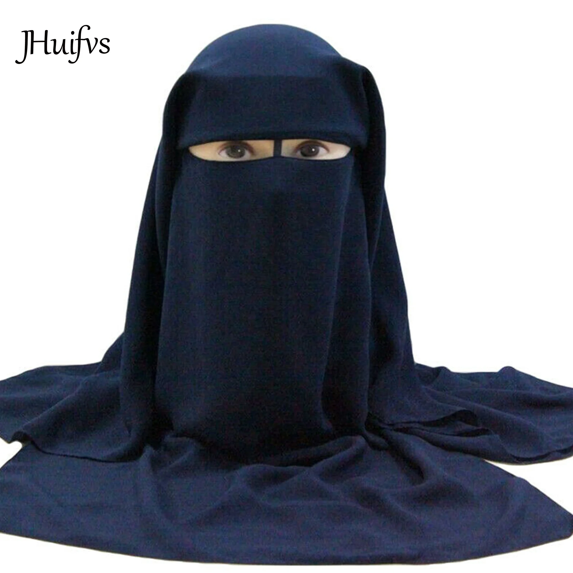 

High Quality Fashion Solid Color Islamic Niqab Face Cover Veil Muslim Women Hooded Full Long Hijab Arab Burqa, Colorful