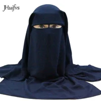 

High Quality Fashion Solid Color Islamic Niqab Face Cover Veil Muslim Women Hooded Full Long Hijab Arab Burqa
