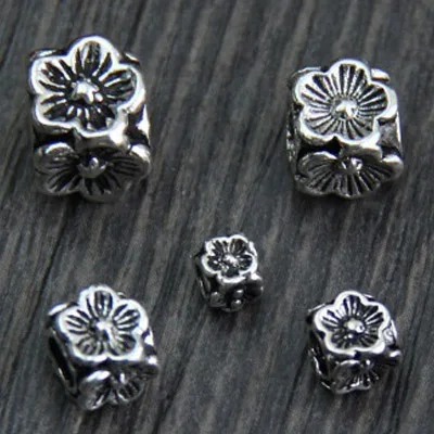 

100% 925 Sterling Silver Vintage Plum Flower Charms Beads for Jewelry Making Charm Bracelets