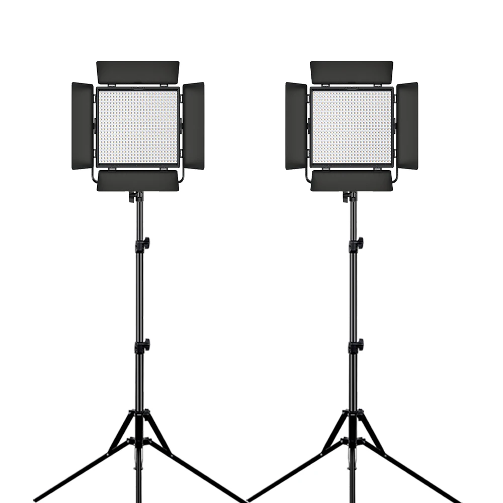 

2 Packs 2 Power Suppliers 50W Dimmable Bi-Color Makeup Game Live Stream Studio Light Kit For Youtube Tik Tok Broadcast, Black