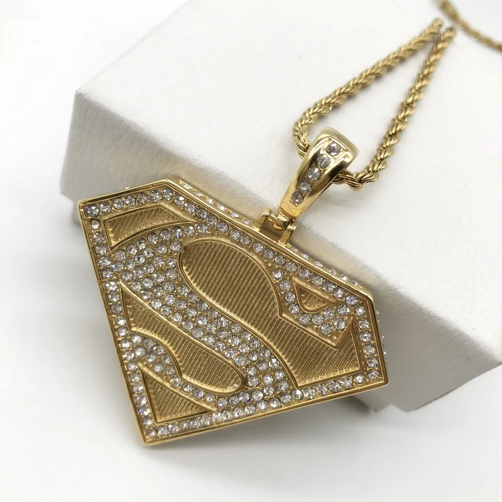 

Beiyan jewelry best selling products fashion hip hop diamond superman gold pendant, Golden