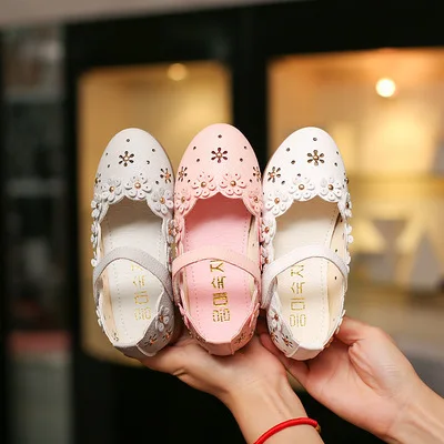 

Choushan OEM Zapatos Casuales Flowers Hollowed Out Princess Factory Wholesale Girls Casual Shoes, White,blue,pink