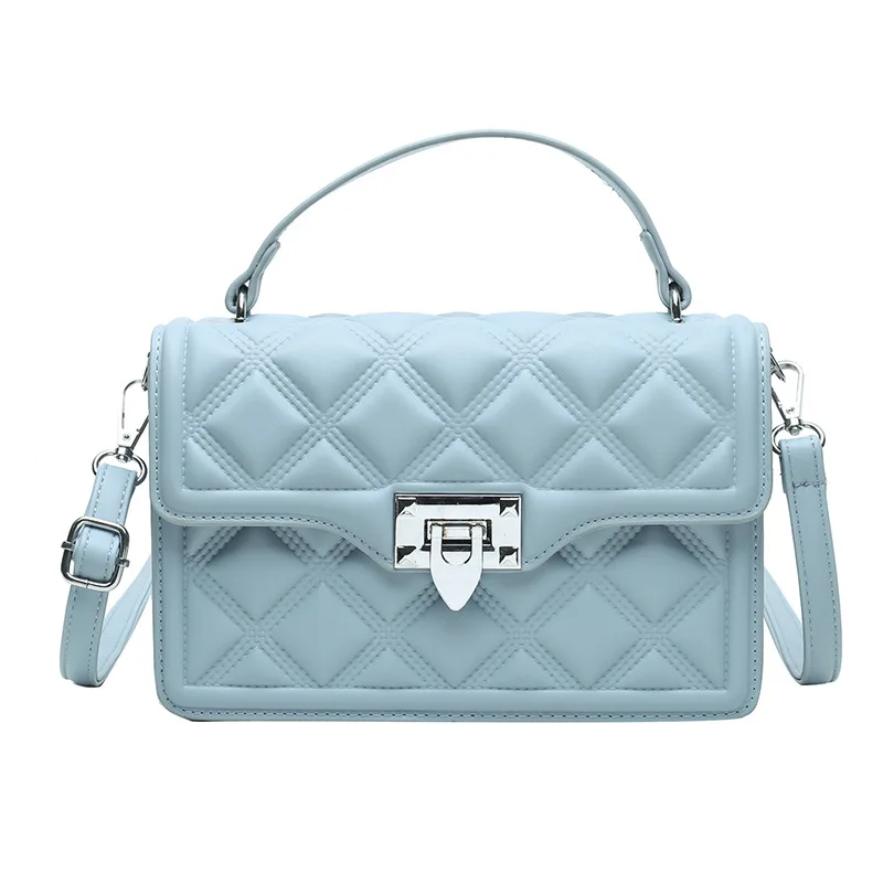 

2021 Solid PU Leather Lattice Plaid Flap Purses and Handbags Women Hand Bag
