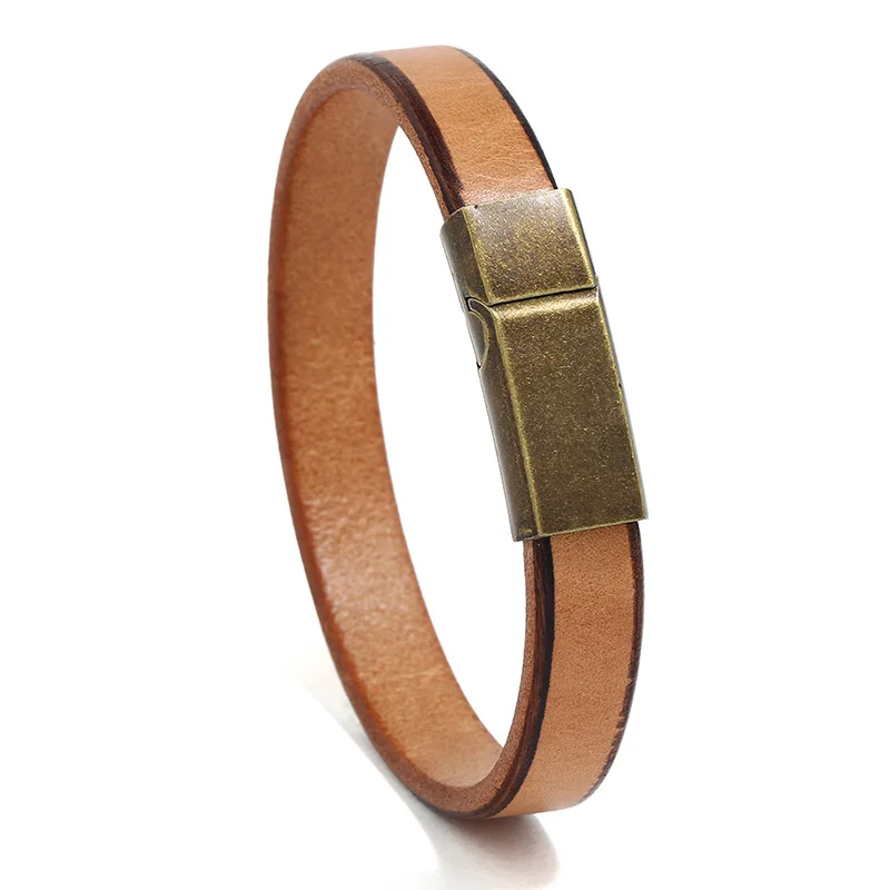 

Wholesale Retro Leather Bangle Bracelet For Men With Magnetic Clasp Stainless Steel Jewelry Accept Small Order Vintage Bracelet
