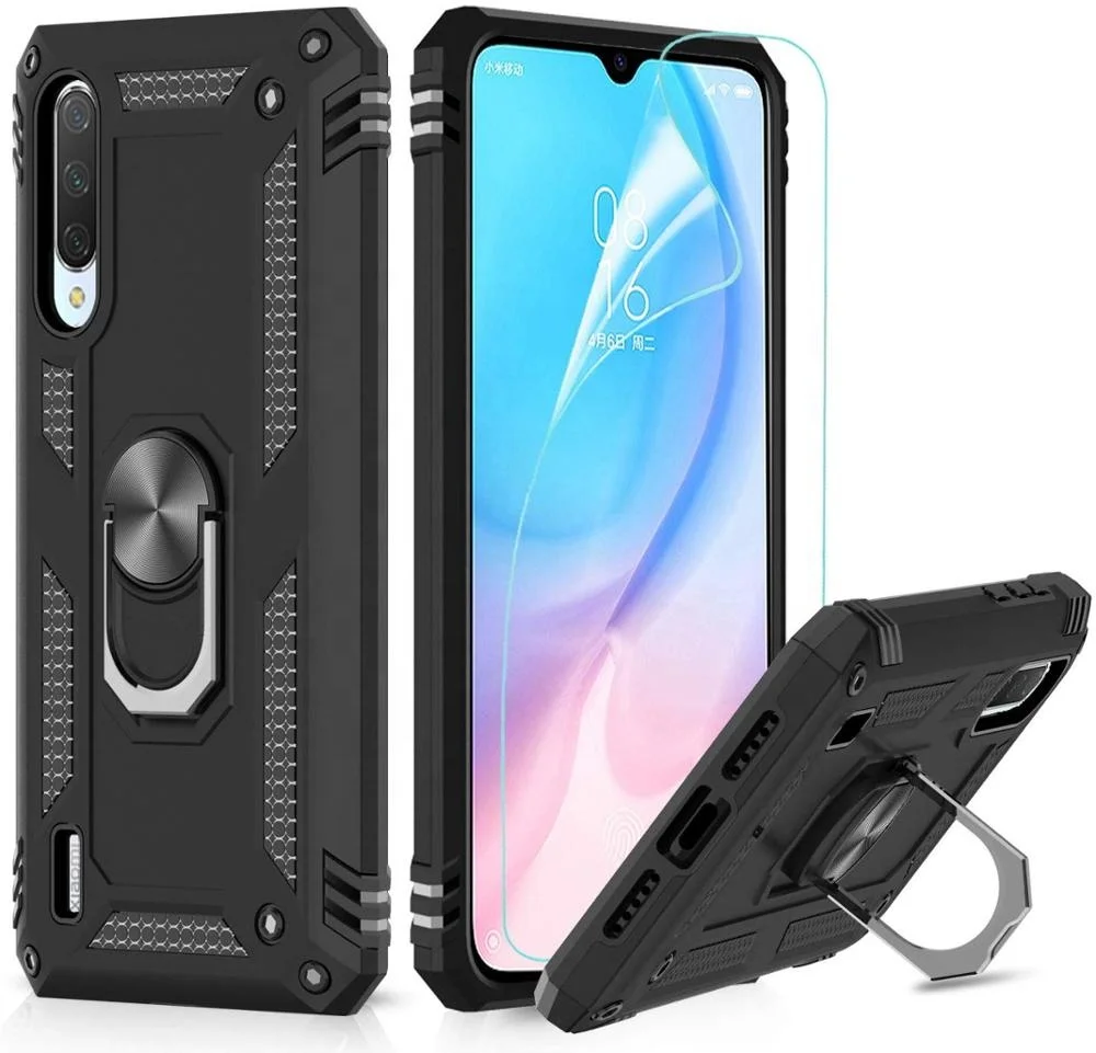 

LeYi For Xiaomi Redmi Mi 9 Lite/CC9/A3 Lite Case with HD Screen Protector, Ring Holder, Silicone TPU Shockproof Phone Case, Colors optional