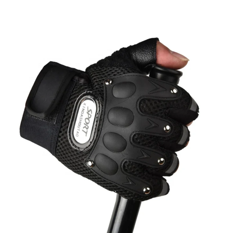 

Riveted Riding Racing Gloves Half Finger Summer Breathable Outdoor Sports Driving Motorcycle Motorbike Cross-country Gloves, 4 colors to choose