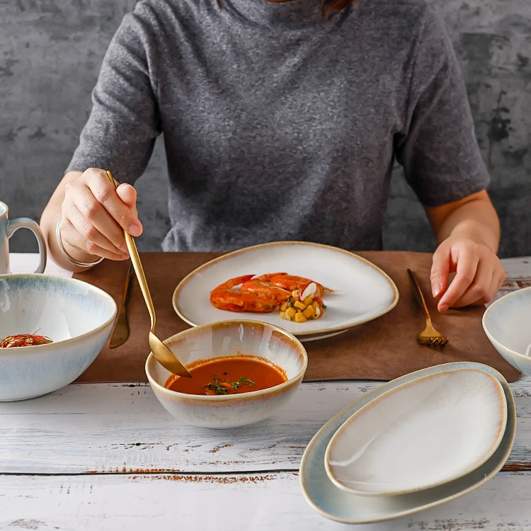 

Japanese Fine Bone Wedding China Ceramic Dinnerware Set Colourful Restaurant Ceramic Kitchen Dish Serving Dinner Plates Sets, Black