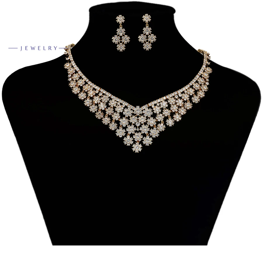 

set 421 Xuping Custom earrings, necklaces with the style of stylish Brazilian luxury bride wedding necklace set jewelry