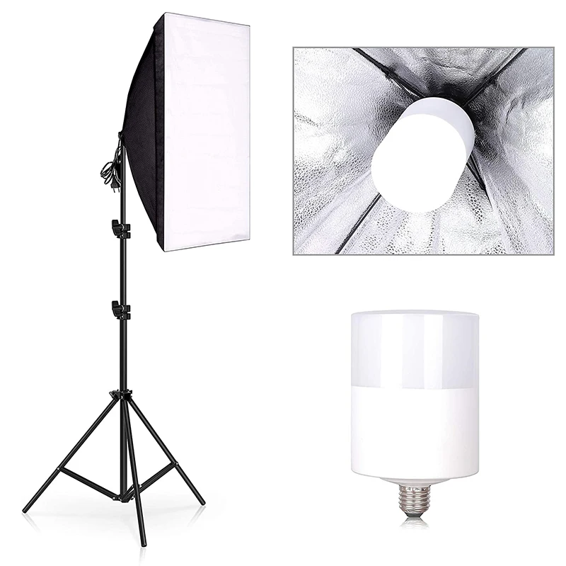 

Photo Studio Kit Photography Light 4 Socket Lamp Holder + 50*70cm Softbox +2m Light Stand Photo Soft Box