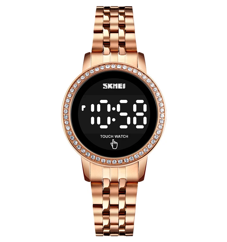

Skmei 1669 LED Touch Screen Watch luxury fashion ladies watches stainless steel Strap women Digital Watches, 4 colors