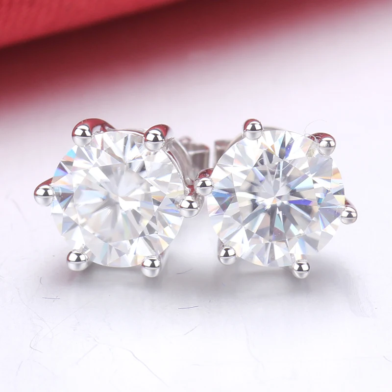 

Jachon 925 Silver Diamond 6.5mm Sterling Silver Stud Earrings