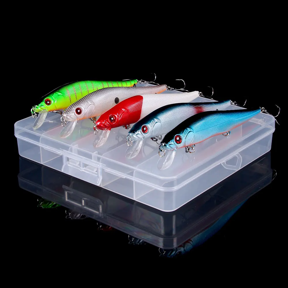 

5 pcs/box 140mm 23g Minnow Fishing Lure Floating Wobblers Artificial Bait Hard Crankbaits Hooks with Box, 5 colors