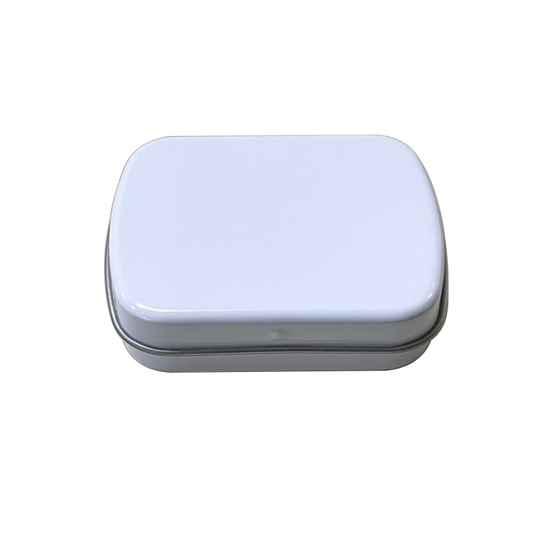 

Mini Metal tin box with hinge lid food grade white color for packing mints candy hair pomade gift packaging Accept custom logo