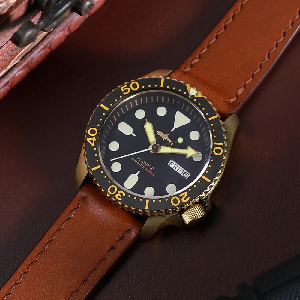 

free fedex shipment HEIMDALLR sapphire NH35 20atm SKX007 cusn8 bronze super luminous diver mechanical automatic watch for sale