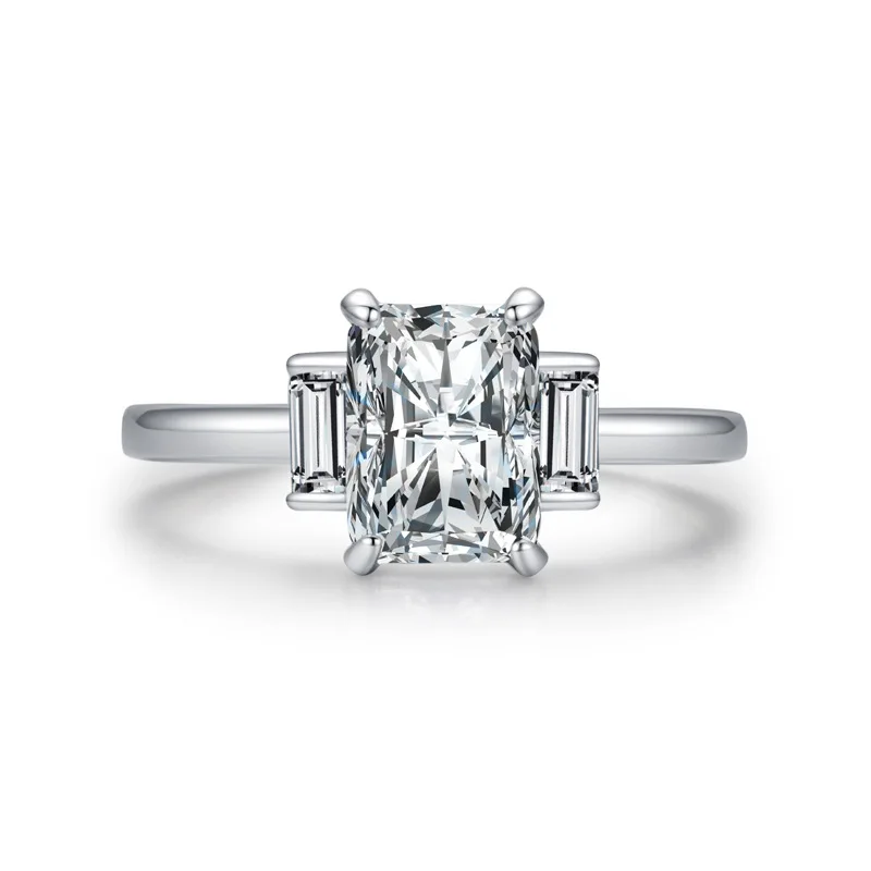 

Fashion Emerald Cut Simulation Diamond Ring Luxury S925 Sterling Silver Zircon Ring Jewelry Gift