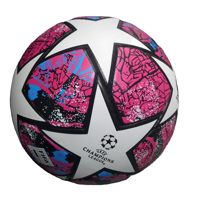 

High Quality Football Pink Color Thermal Bonded 32 Panel Pu Leather Soft Touch Soccer Official Size 5 Football