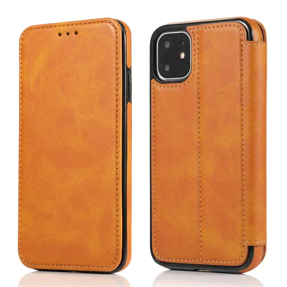 

For iPhone 12 Case Cover Luxury Genuine Leather Wallet Flip Cover Mobile Phone Cases for iphone 12 Bags With Card Holder