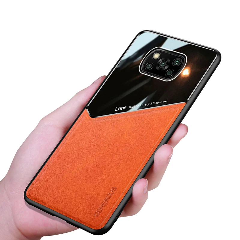 

Poco X3 NFC Coque PC Leather Texture Mobile Shockproof Phone Case For Xiaomi Poco X3 Pro Back Cover