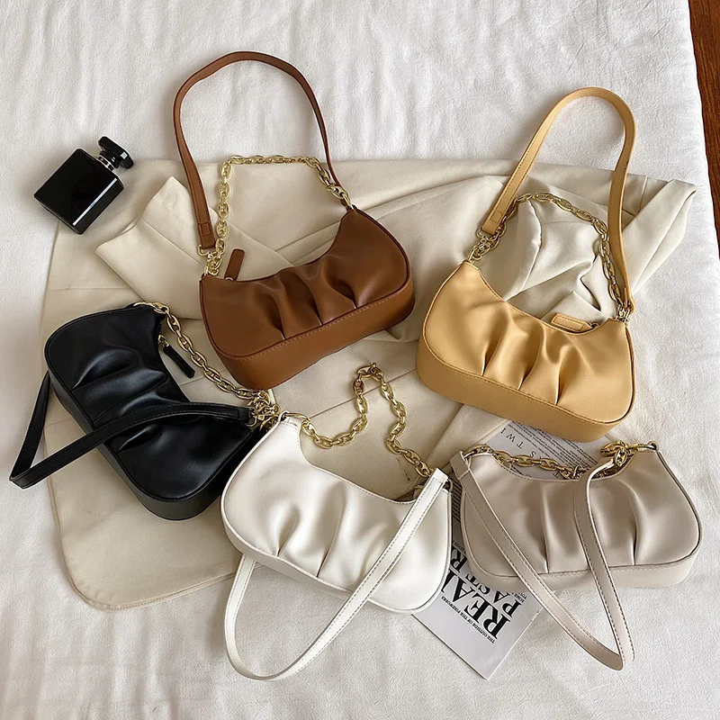 

Latest Fashion Designer luxury ruched leather sling bag chain women handbag crossbody shoulder bags, Customizable