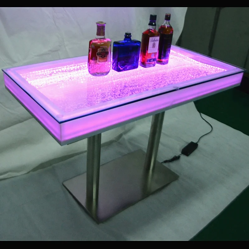 LED Light Up Acrylic Colorful Restaurant/Pub/Nightclub Used Furniture Water Bubble Cocktail Bar Table