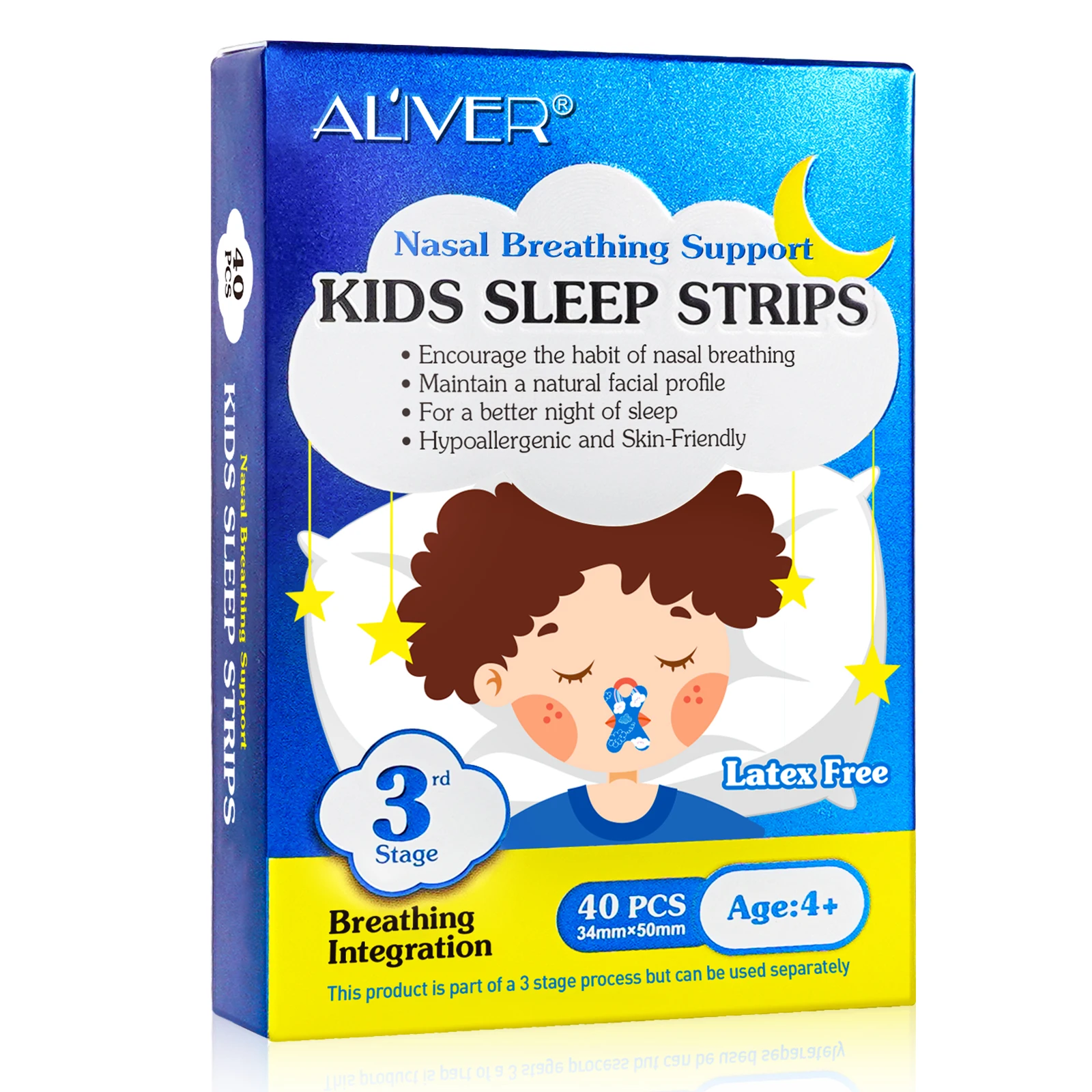 

Aliver the Third Stage Better Nose Breathing Kids Sleep Strips Advanced Gentle Mouth Tape Anti-Snoring