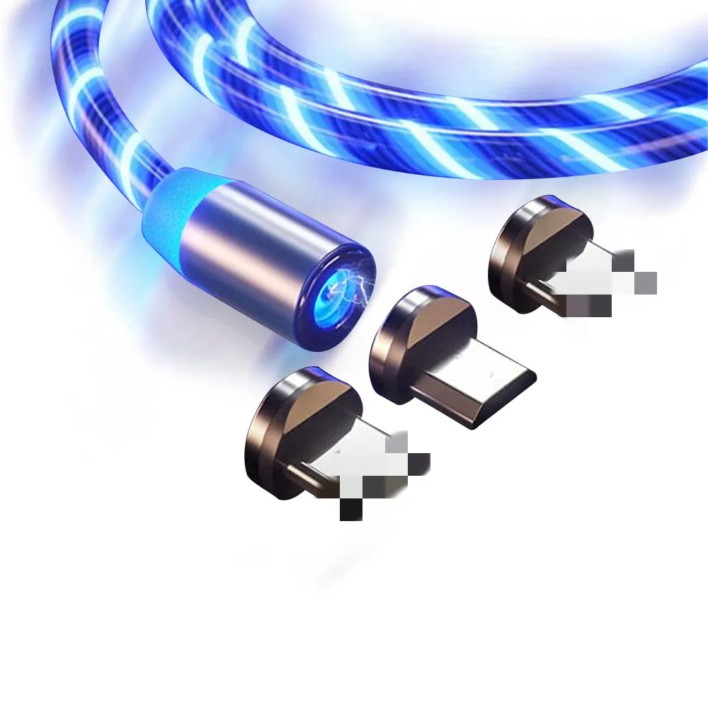 

Wholesale Magnetic Fast Charging USB Cable Flowing Light Phone Accessories Cable USB Led Luminous Micro Lighting Data Cables, 4 colors