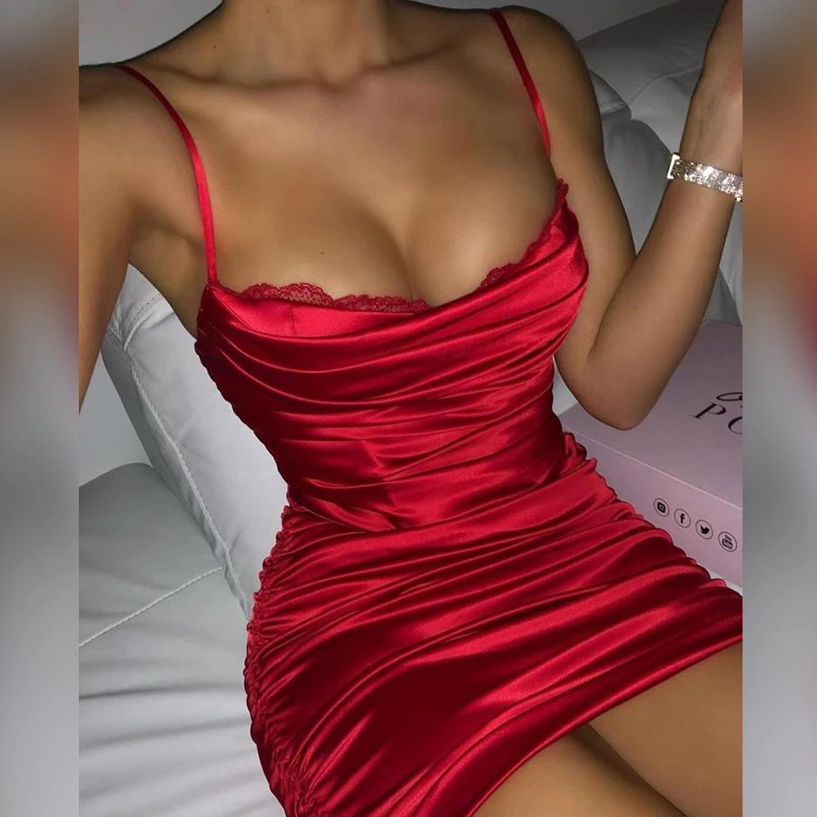 

K21D00659 elegant silk stacked camis dress ladies 2021 summer wears sexy bodycon mini dresses women