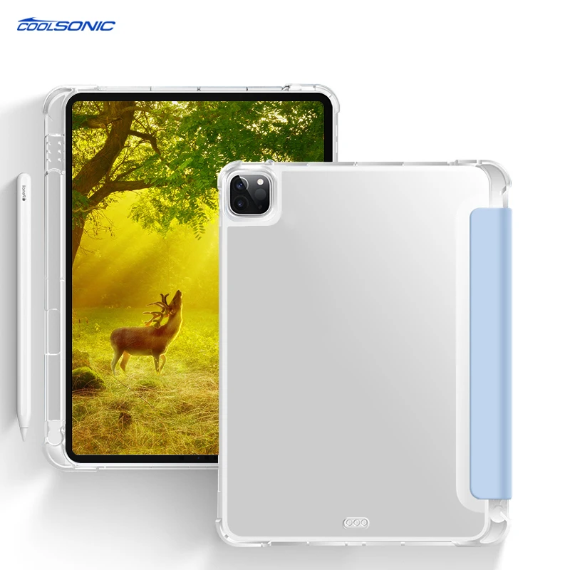 

For Ipad 9.7 Tpu+ Pu Leather Case Trifold Case Transparent Hard PC Cover For iPad 5th 6th Generation Case iPad 9.7 Inch