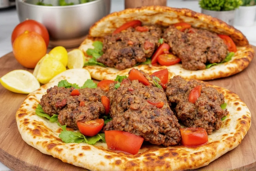Close-up of a shwarma mix with warning signs indicating common mistakes