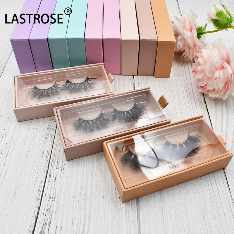 

New colors strip eyelash packaging box nude color coffee color 25mm mink eyelash vendor customized boxes private label, Many colors to choose,customized accept