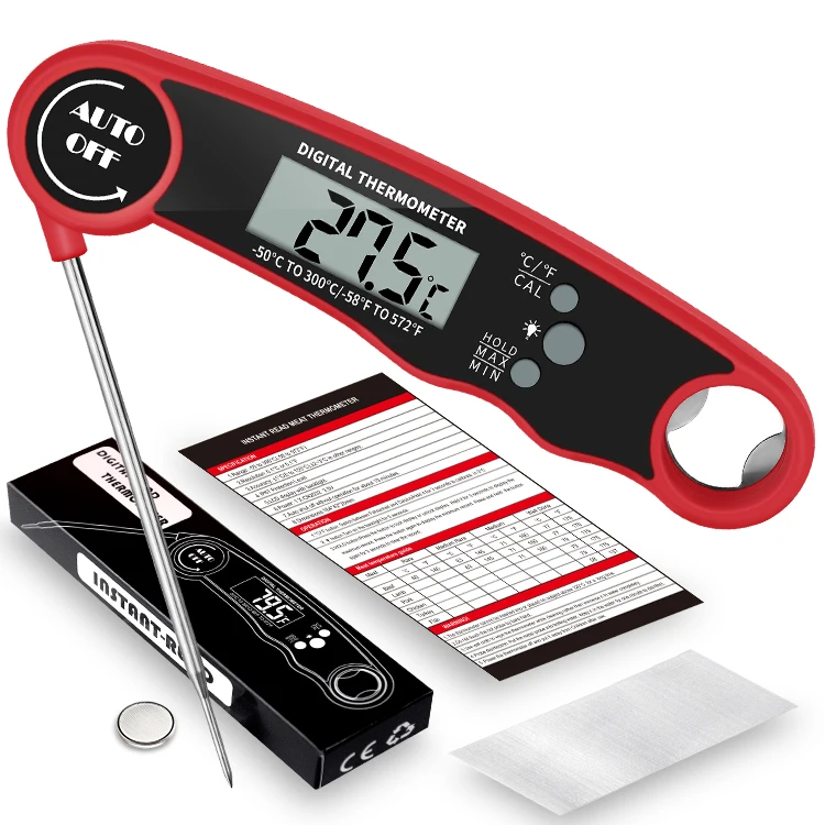 

Instant Read Waterproof Meat Thermometer BBQ Oven Candy Cooking Kitchen, Red;black