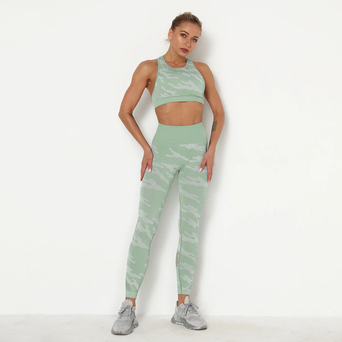 

Weixin Dropshipping Printed Active High Waist Yoga Pants Set Sexy