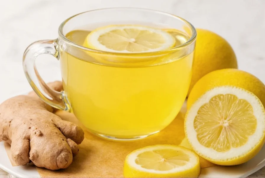Fresh ginger slices and lemon wedges in a teapot with steam rising
